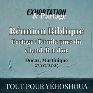Réunion Biblique – Partage : L’huile pure du chandelier d’or – 27 Juillet 2025 – Ducos, MQ